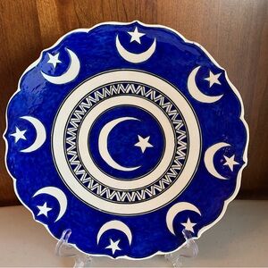 Marmara Cini Kutahya Turkey Special Hand Made Cresent Moon and Stars Plate